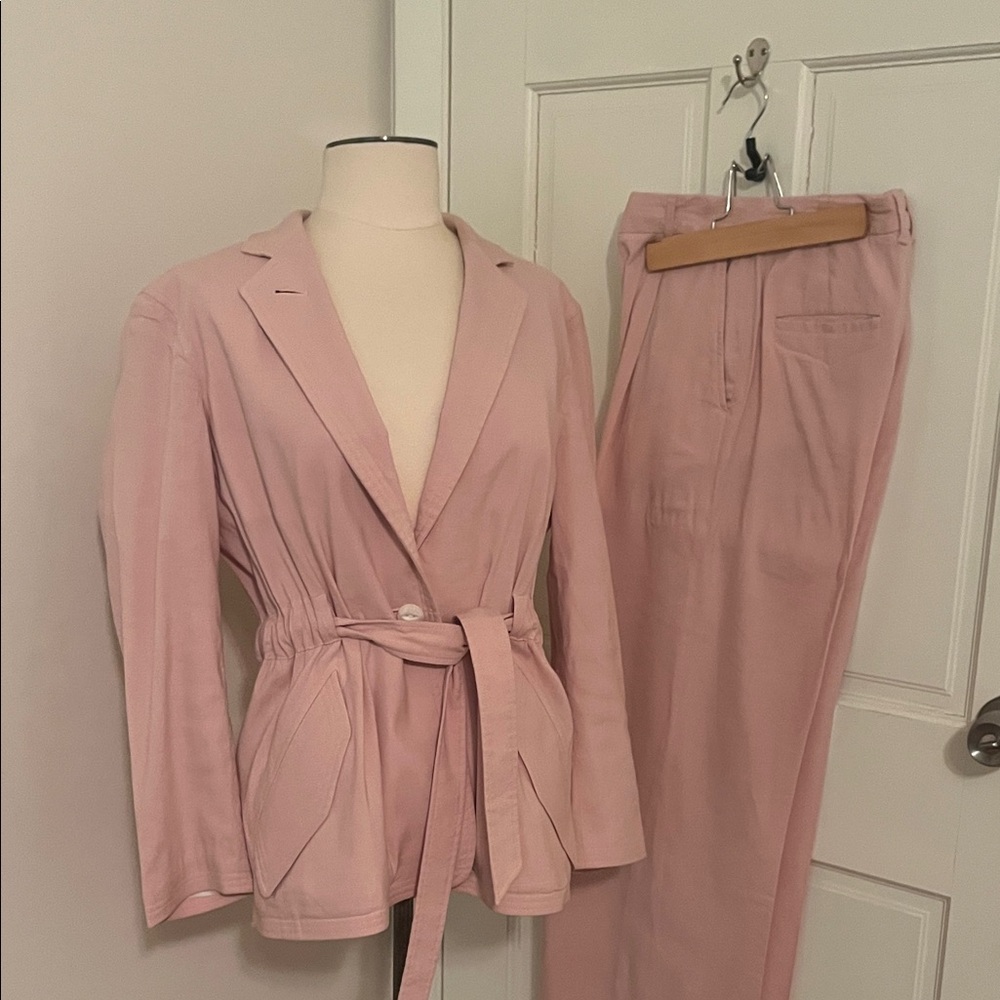Rag & Bine Dusty Pink Suit ( Belted Blazer and Trousers)